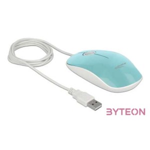 Delock Optika LED-es egér 3 gombos, A-típusú USB, türkiz színu