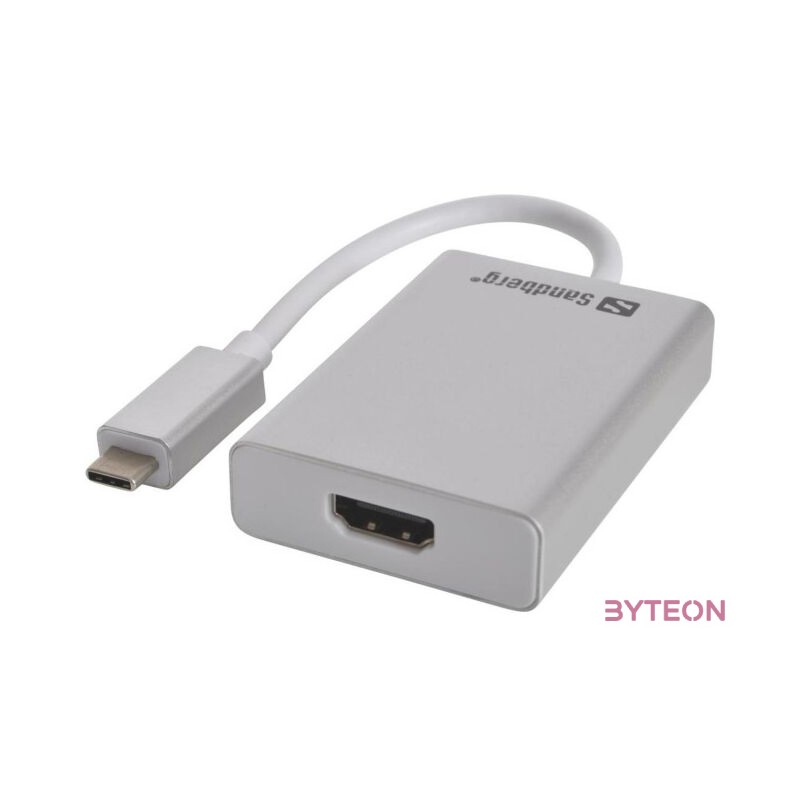 Sandberg Kábel Átalakító - USB-C to HDMI Link (ezüst USB-C bemenet HDMI (anya) kimenet 2048x115232bit)