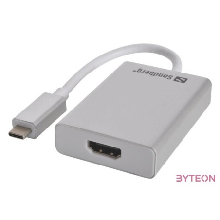 Sandberg Kábel Átalakító - USB-C to HDMI Link (ezüst USB-C bemenet HDMI (anya) kimenet 2048x115232bit)