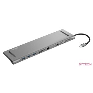 Sandberg Notebook Dokkoló - USB-C 10-in-1 Docking Station (USB-C, HDMI,VGA, 3x USB3.0, 1x RJ-45, Audio, kártyaolvasó)