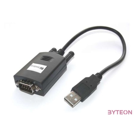 Sandberg Kábel Átalakító - USB to Serial Link (fekete USB bemenet - RS232 9pin kimenet 30cm)