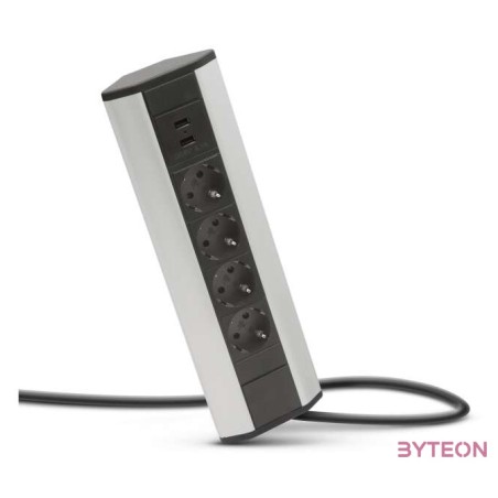 Delight sarok elosztó(20484), 4 db gyermekvédelemmel ellátott 230V aljza, 2db USB csatlakozó