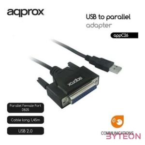 APPROX Kábel átalakító - USB2.0 to Párhuzamos (paraller) port adapter