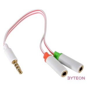 Sandberg Kábel Átalakító - Headset converter Dual-Single (3,5mm TRRS jack apa - 3,5mm jack audiomikrofon anya fehér)