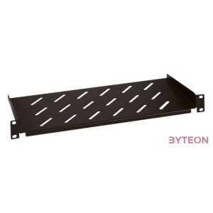 Legrand Rackszekrény polc - 1U-19, 2 ponton rögzített csavarral, fix, 250mm, max. 50 kg, fekete