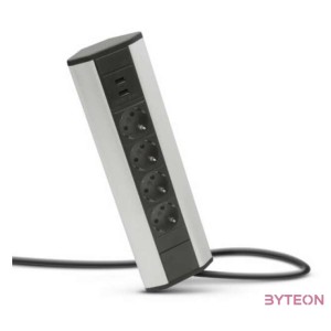 Delight sarok elosztó(20484), 4 db gyermekvédelemmel ellátott 230V aljza, 2db USB csatlakozó