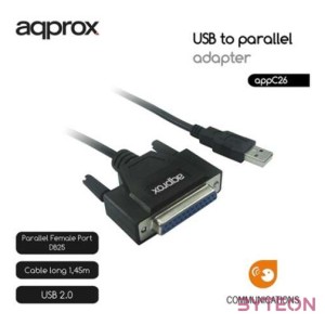 APPROX Kábel átalakító - USB2.0 to Párhuzamos (paraller) port adapter