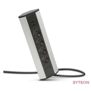 Delight sarok elosztó(20484), 4 db gyermekvédelemmel ellátott 230V aljza, 2db USB csatlakozó