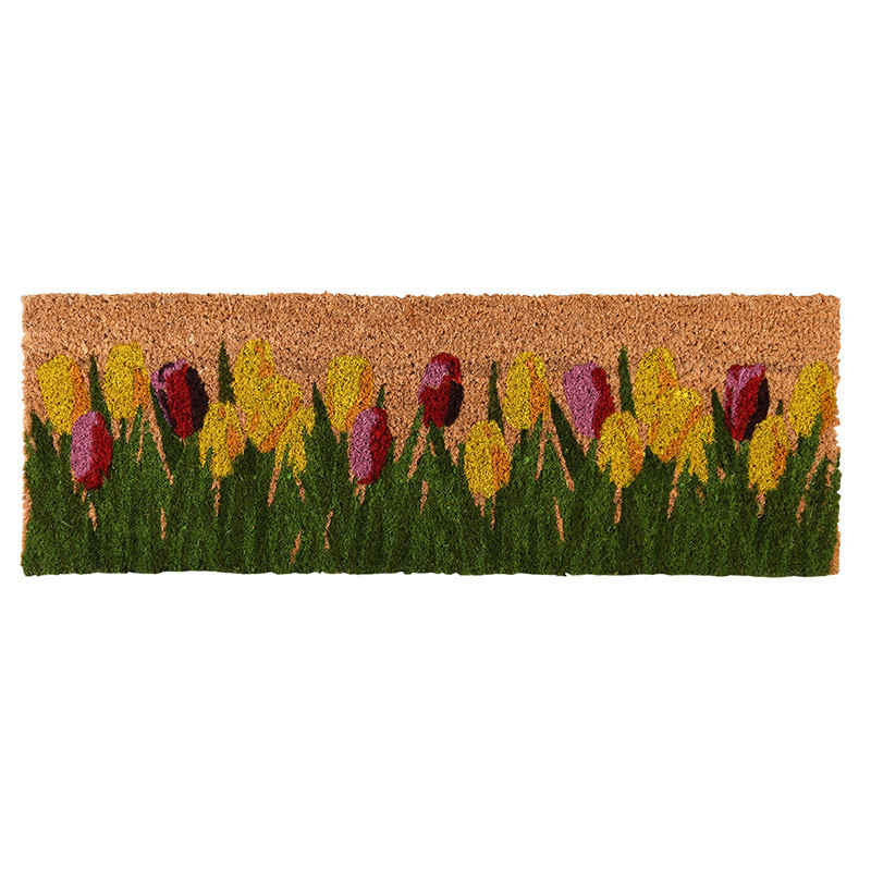 Tulipános kókuszrost lábtörlő, 75 x 25 cm