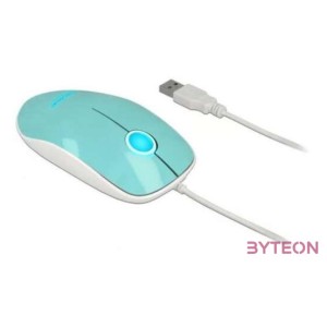 Delock Optika LED-es egér 3 gombos, A-típusú USB, türkiz színu