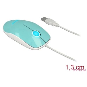 Delock Optika LED-es egér 3 gombos, A-típusú USB, türkiz színu