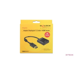 Delock Displayport 1.2 male - HDMI 4K female aktív - Fekete