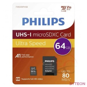 Philips FM64MP45B,00 memóriakártya 64 GB MicroSDXC Class 10 UHS-I