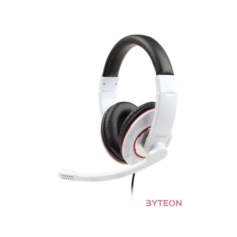 Gembird MHS-001-GW fejhallgató és headset Fejpánt Fehér 3,5 mm-es csatlakozó