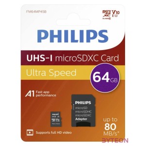 Philips FM64MP45B,00 memóriakártya 64 GB MicroSDXC Class 10 UHS-I