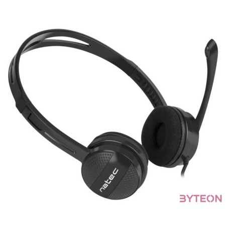 NATEC Canary Headset Fejpánt Fekete 3,5 mm-es csatlakozó