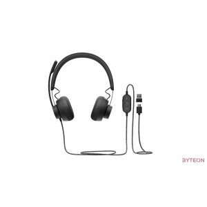 Logitech Zone Wired Teams Headset Fejpánt Fekete USB C-típus