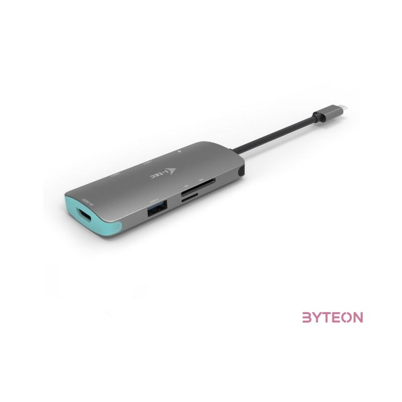 i-tec Metal C31NANODOCKPD dokkoló állomás és port replikátor Vezetékes USB 3.2 Gen 1 (3.1 Gen 1) Type-C Ezüst, Türkizkék