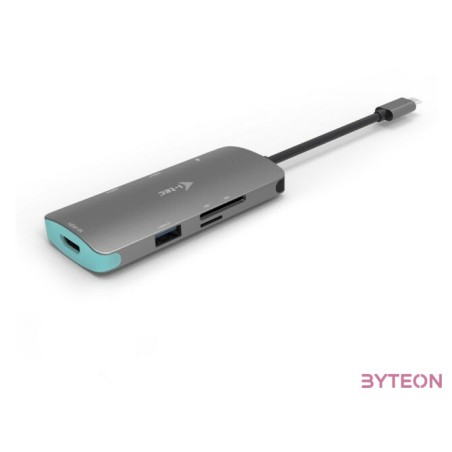 i-tec Metal C31NANODOCKPD dokkoló állomás és port replikátor Vezetékes USB 3.2 Gen 1 (3.1 Gen 1) Type-C Ezüst, Türkizkék