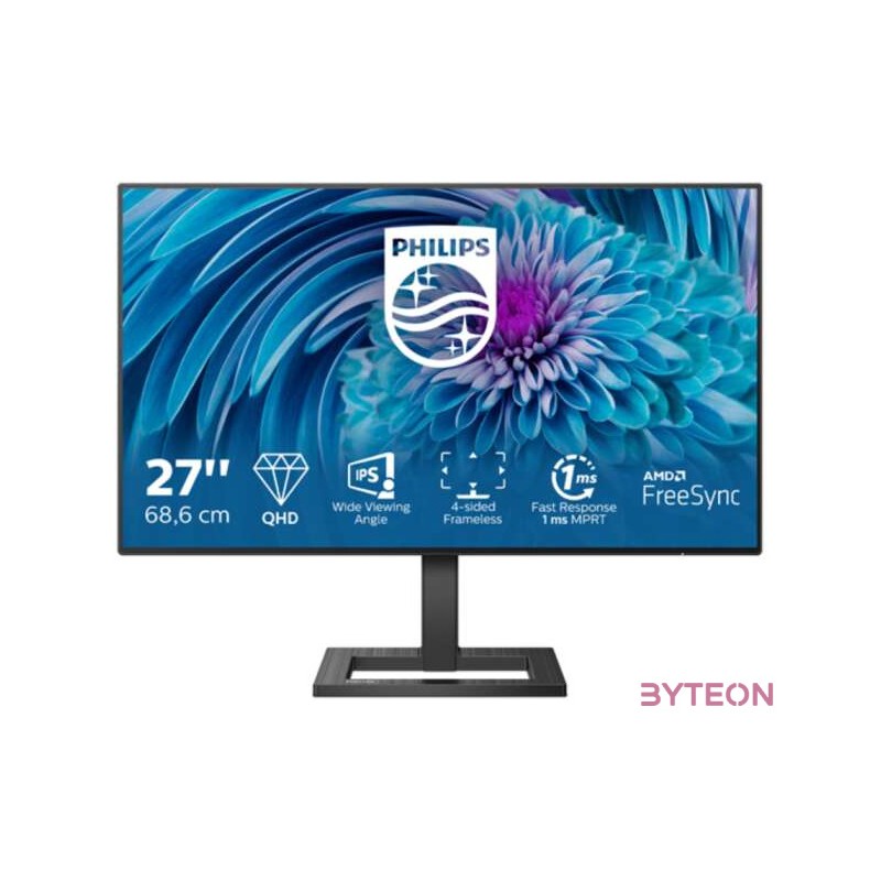 Philips E Line 275E2FAE,00 számítógép monitor 68,6 cm (27) 2560 x 1440 pixelek 4K Ultra HD LED Fekete