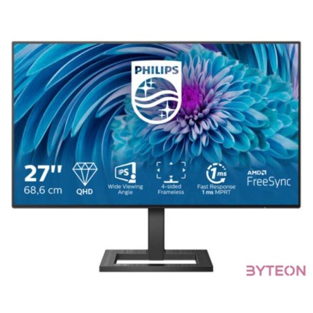 Philips E Line 275E2FAE,00 számítógép monitor 68,6 cm (27) 2560 x 1440 pixelek 4K Ultra HD LED Fekete