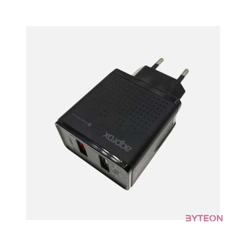 Approx APPUSBWALLQC mobiltelefon töltő Beltéri Fekete