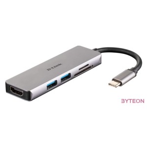 D-Link DUB-M530 dokkoló állomás és port replikátor Vezetékes USB 3.2 Gen 1 (3.1 Gen 1) Type-C Alumínium, Fekete