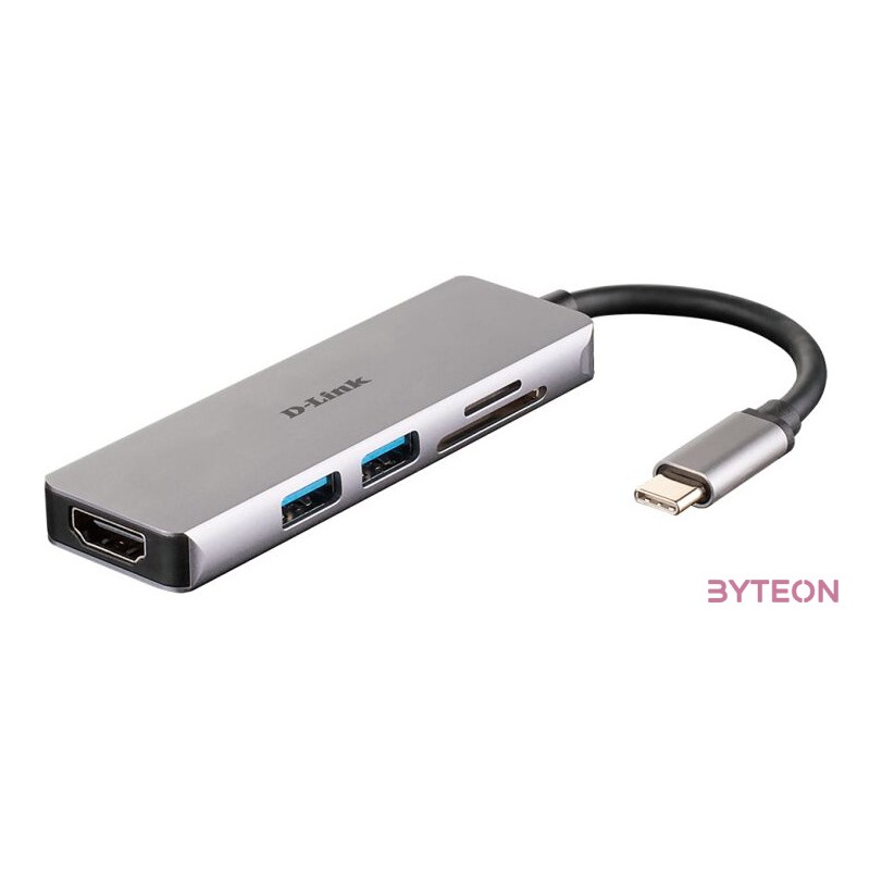 D-Link DUB-M530 dokkoló állomás és port replikátor Vezetékes USB 3.2 Gen 1 (3.1 Gen 1) Type-C Alumínium, Fekete