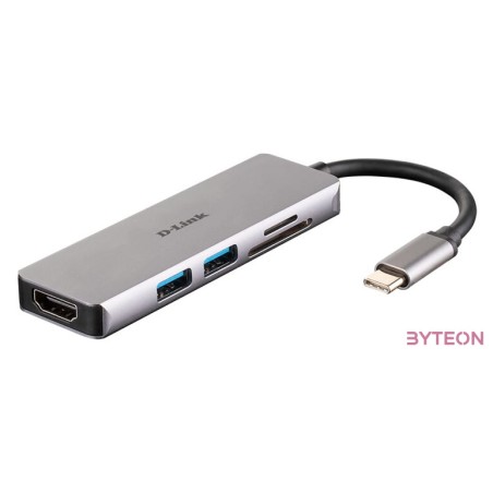 D-Link DUB-M530 dokkoló állomás és port replikátor Vezetékes USB 3.2 Gen 1 (3.1 Gen 1) Type-C Alumínium, Fekete
