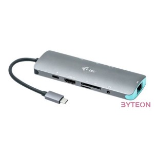 i-tec Metal C31NANODOCKLANPD dokkoló állomás és port replikátor Vezetékes USB 3.2 Gen 1 (3.1 Gen 1) Type-C Ezüst, Türkizkék