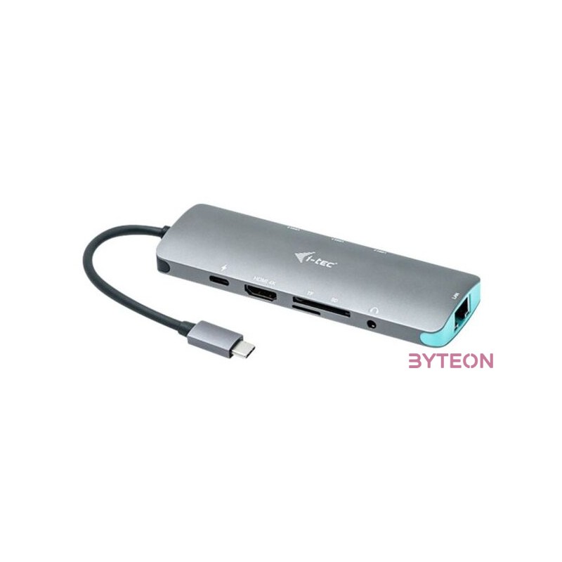 i-tec Metal C31NANODOCKLANPD dokkoló állomás és port replikátor Vezetékes USB 3.2 Gen 1 (3.1 Gen 1) Type-C Ezüst, Türkizkék