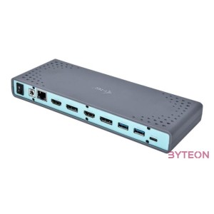 i-tec CADUAL4KDOCK dokkoló állomás és port replikátor Vezetékes USB 3.2 Gen 1 (3.1 Gen 1) Type-C Fekete, Türkizkék