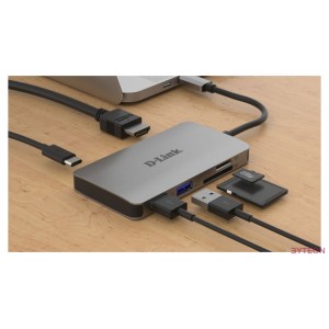D-Link DUB-M610 dokkoló állomás és port replikátor Vezetékes USB 3.2 Gen 1 (3.1 Gen 1) Type-C Alumínium, Fekete