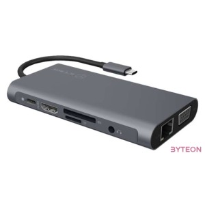 ICY BOX IB-DK4040-CPD dokkoló állomás és port replikátor Vezetékes USB 3.2 Gen 1 (3.1 Gen 1) Type-C Antracit, Fekete