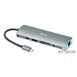 i-tec Metal C31NANODOCKLANPD dokkoló állomás és port replikátor Vezetékes USB 3.2 Gen 1 (3.1 Gen 1) Type-C Ezüst, Türkizkék