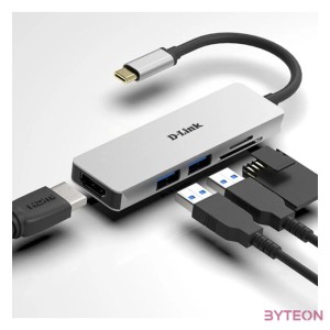 D-Link DUB-M530 dokkoló állomás és port replikátor Vezetékes USB 3.2 Gen 1 (3.1 Gen 1) Type-C Alumínium, Fekete