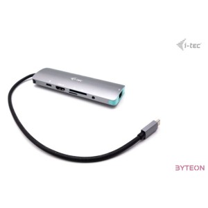 i-tec Metal C31NANODOCKLANPD dokkoló állomás és port replikátor Vezetékes USB 3.2 Gen 1 (3.1 Gen 1) Type-C Ezüst, Türkizkék
