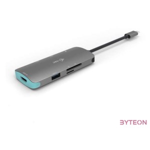 i-tec Metal C31NANODOCKPD dokkoló állomás és port replikátor Vezetékes USB 3.2 Gen 1 (3.1 Gen 1) Type-C Ezüst, Türkizkék