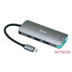 i-tec Metal C31NANODOCKPD dokkoló állomás és port replikátor Vezetékes USB 3.2 Gen 1 (3.1 Gen 1) Type-C Ezüst, Türkizkék