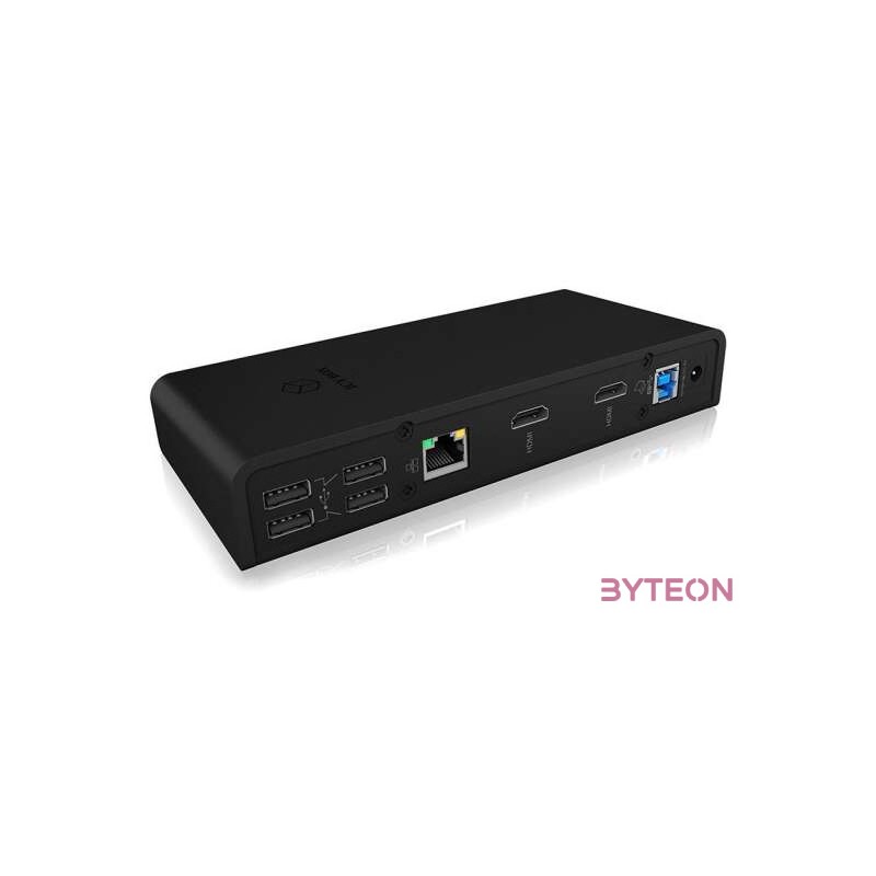 ICY BOX IB-DK2251AC dokkoló állomás és port replikátor Vezetékes USB 3.2 Gen 1 (3.1 Gen 1) Type-B Fekete