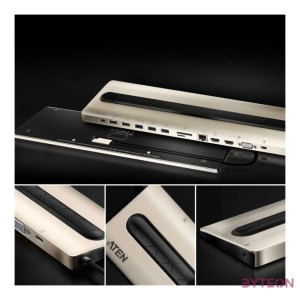 Aten UH3237 dokkoló állomás és port replikátor Vezetékes USB 3.2 Gen 1 (3.1 Gen 1) Type-C Fekete, Ezüst