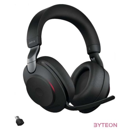 Jabra Evolve2 85, UC Stereo Headset Fejpánt 3,5 mm-es csatlakozó USB C-típus Bluetooth Fekete