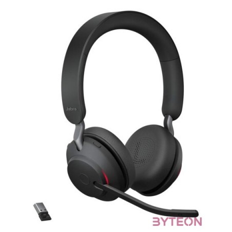 Jabra Evolve2 65, UC Stereo Headset Fejpánt USB A típus Bluetooth Fekete
