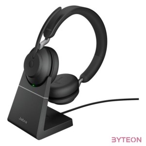 Jabra Evolve2 65, UC Stereo Headset Fejpánt USB A típus Bluetooth Fekete