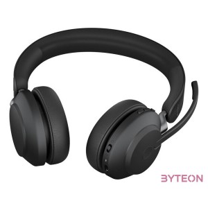 Jabra Evolve2 65, UC Stereo Headset Fejpánt USB A típus Bluetooth Fekete
