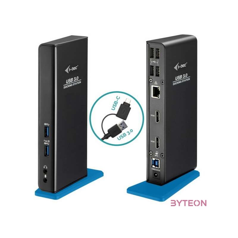 i-tec U3DUALHDMIDOCK dokkoló állomás és port replikátor Vezetékes USB 3.2 Gen 1 (3.1 Gen 1) Type-A Fekete