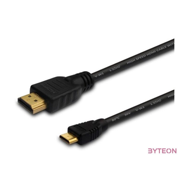 Savio CL-09 HDMI kábel 1,5 M HDMI A-típus (Standard) HDMI Type C (Mini) Fekete