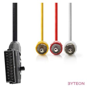 Nedis CVGP31130BK10 SCART kábel 1 M 3 x RCA Fekete