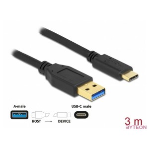DeLOCK 84006 USB kábel 3 M USB 3.2 Gen 1 (3.1 Gen 1) USB A USB C Fekete