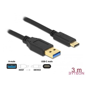 DeLOCK 84006 USB kábel 3 M USB 3.2 Gen 1 (3.1 Gen 1) USB A USB C Fekete